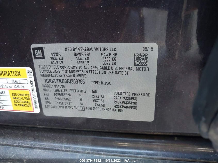 2015 GMC ACADIA DENALI - 1GKKVTKD0FJ369766