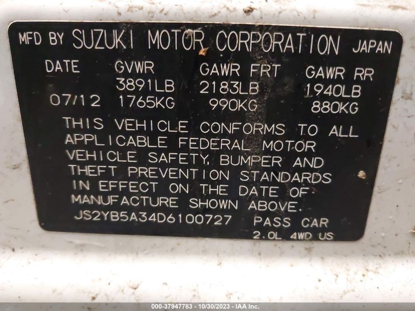 2013 SUZUKI SX4 PREMIUM - JS2YB5A34D6100727