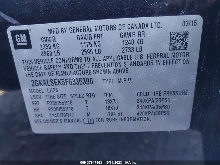 2015 GMC TERRAIN SLT - 2GKALSEK5F6335390
