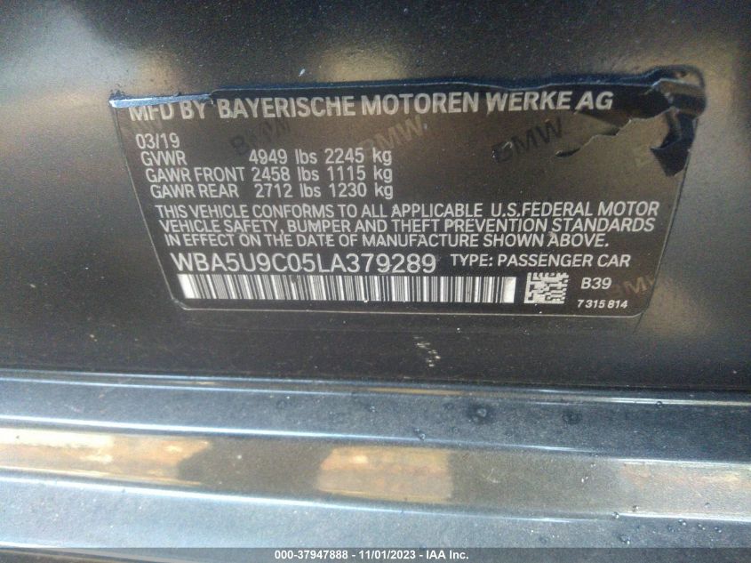 VIN WBA5U9C05LA379289 2020 BMW 3 SERIES M340I XDRIVE