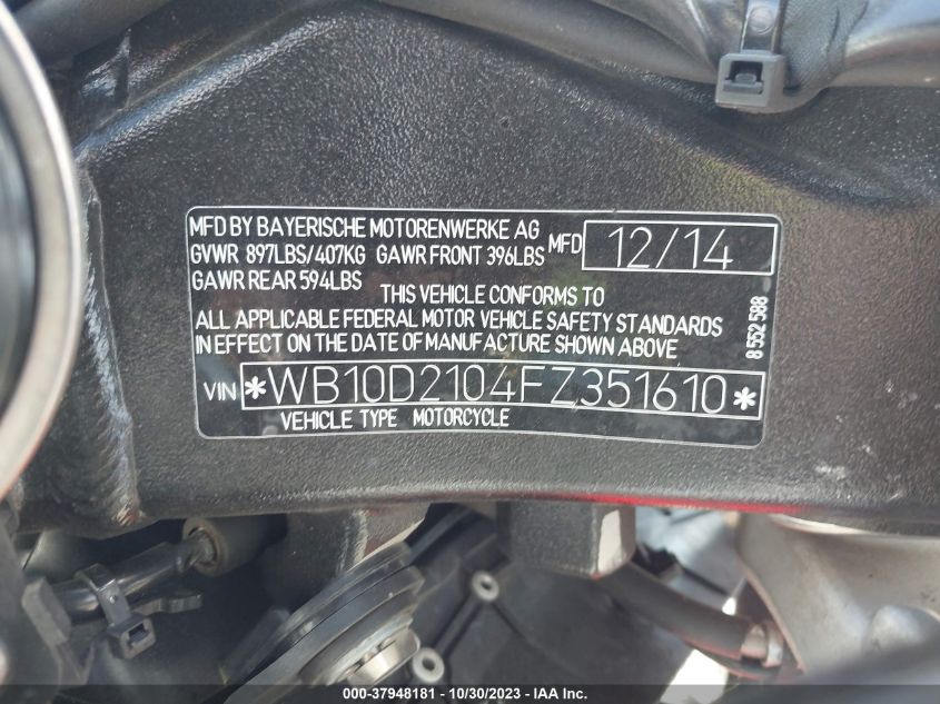 2015 BMW S 1000 RR - WB10D2104FZ351610