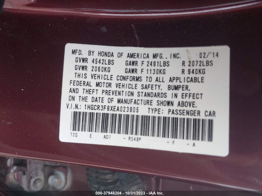 2014 HONDA ACCORD EXL - 1HGCR3F8XEA023905