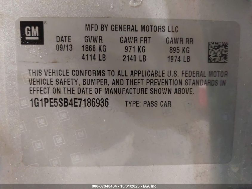 2014 CHEVROLET CRUZE 2LT AUTO - 1G1PE5SB4E7186936