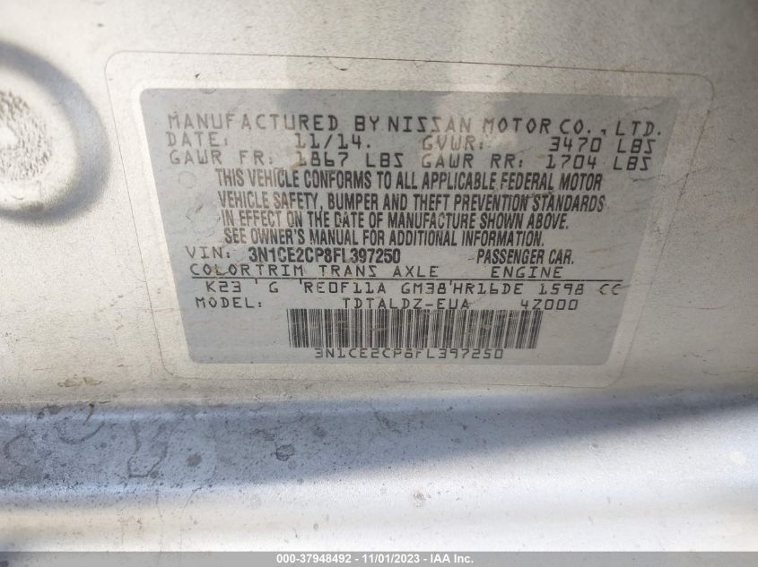2015 NISSAN VERSA NOTE SV - 3N1CE2CP8FL397250