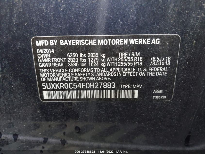 2014 BMW X5 XDRIVE35I - 5UXKR0C54E0H27883