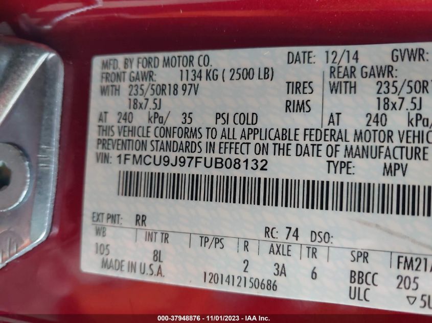 2015 FORD ESCAPE TITANIUM - 1FMCU9J97FUB08123