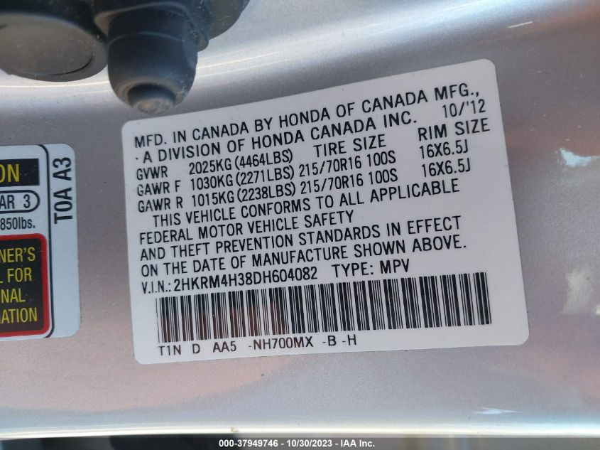 2013 HONDA CR-V LX - 2HKRM4H38DH604082