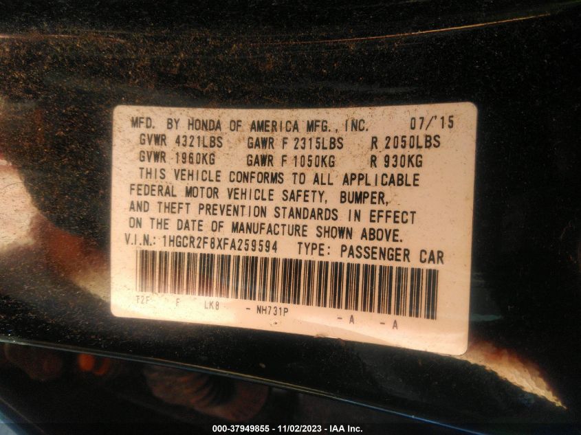2015 HONDA ACCORD SEDAN EX-L - 1HGCR2F8XFA259594