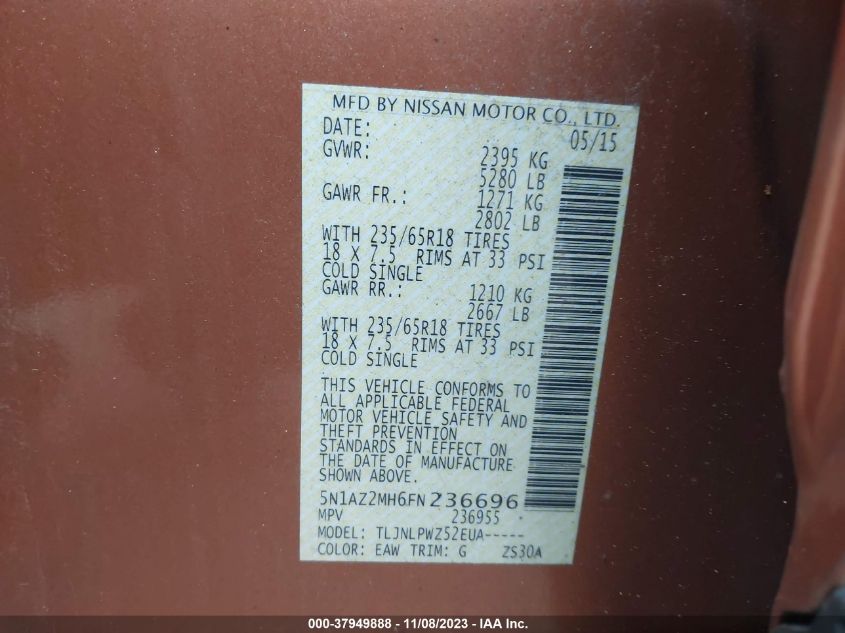 2015 NISSAN MURANO S - 5N1AZ2MH6FN236696