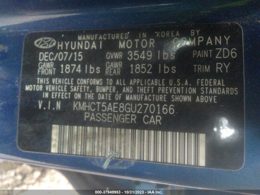 2016 HYUNDAI ACCENT SE - KMHCT5AE8GU270166