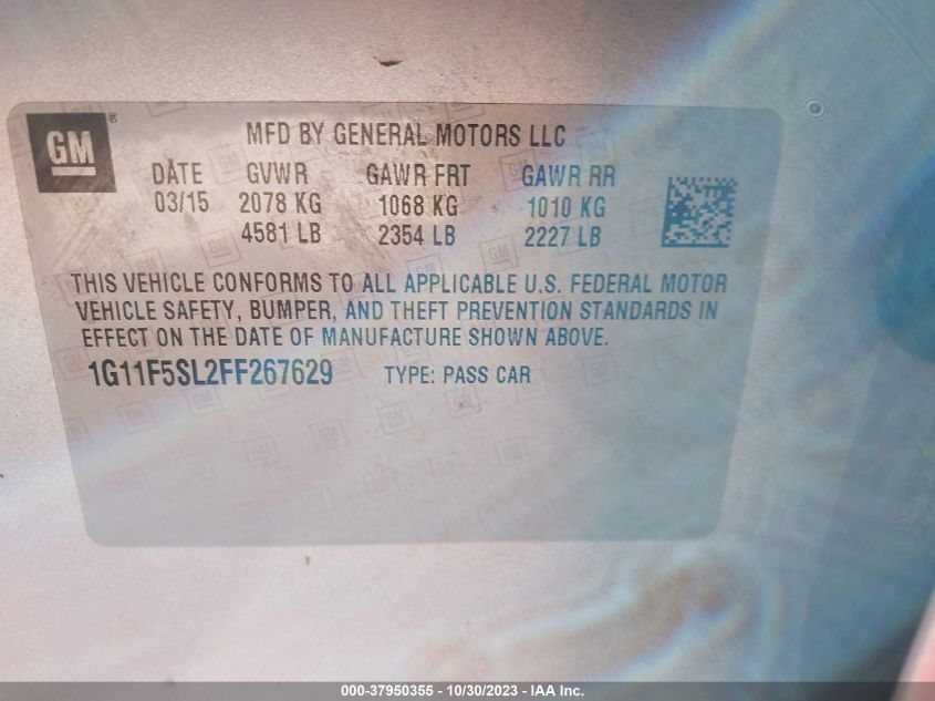 2015 CHEVROLET MALIBU LTZ - 1G11F5SL2FF267629