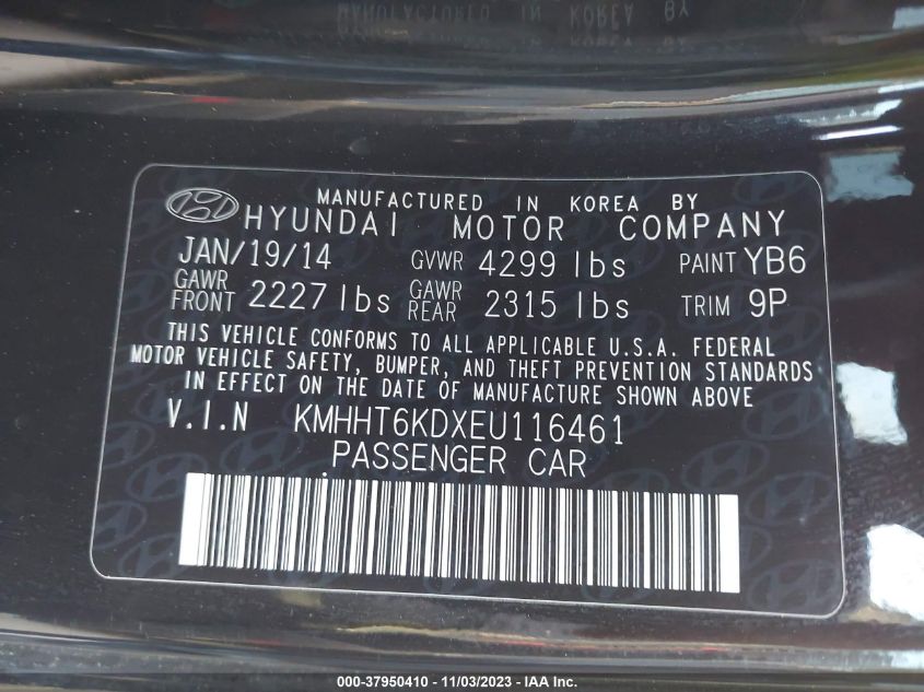 2014 HYUNDAI GENESIS 2.0T R-SPEC - KMHHT6KDXEU116461