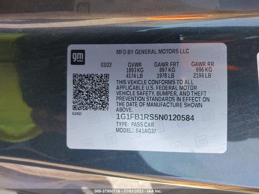 2022 CHEVROLET CAMARO RWD  1LT - 1G1FB1RS5N0120584