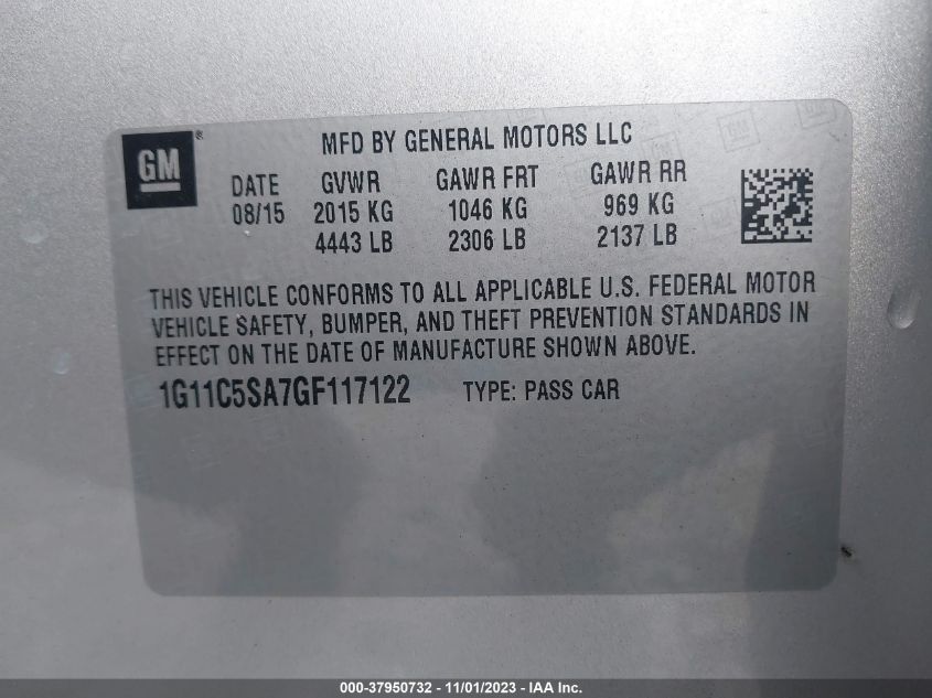 2016 CHEVROLET MALIBU LIMITED LT - 1G11C5SA7GF117122