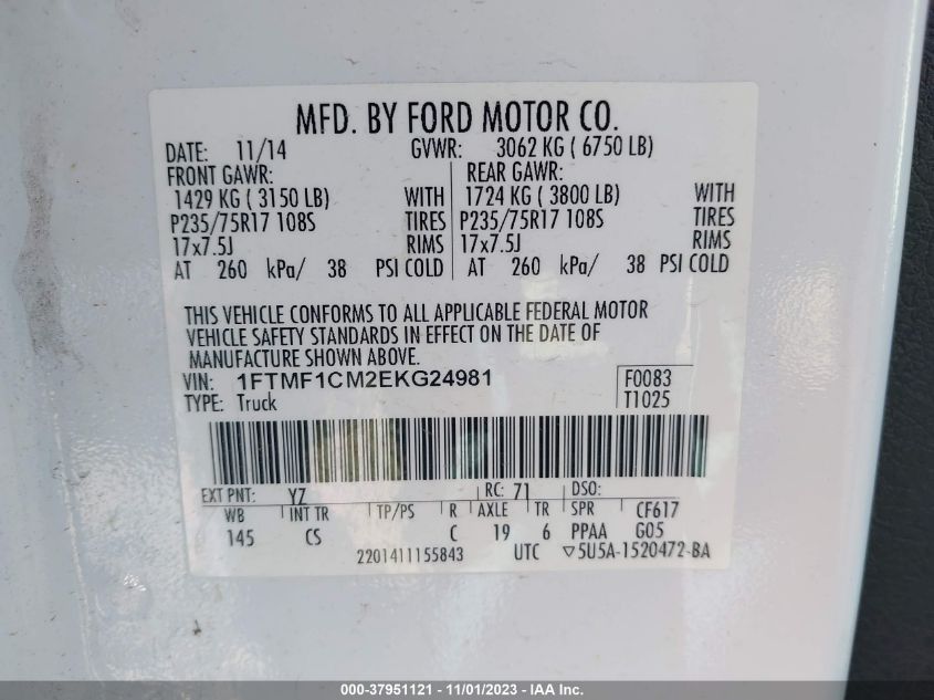 2014 FORD F-150 XL - 1FTMF1CM2EKG24981