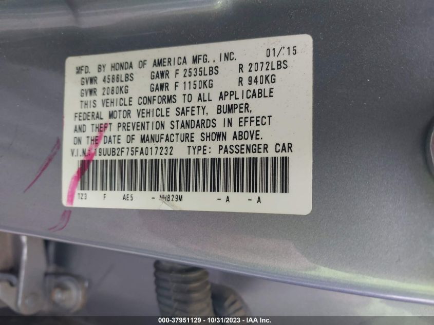 2015 ACURA TLX ADVANCE - 19UUB2F75FA017232