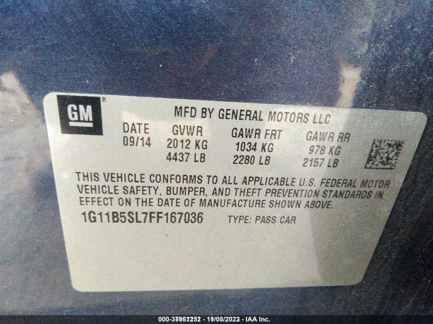 2015 CHEVROLET MALIBU LS - 1G11B5SL7FF167036