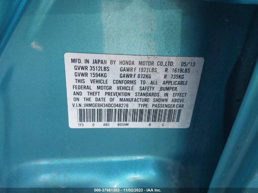 2013 HONDA FIT - JHMGE8H34DC048276