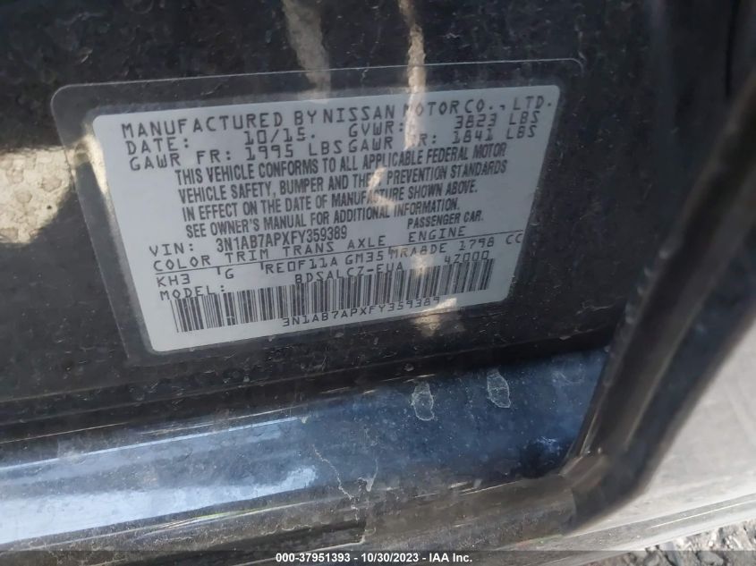 2015 NISSAN SENTRA S/SV/SR/SL - 3N1AB7APXFY359389