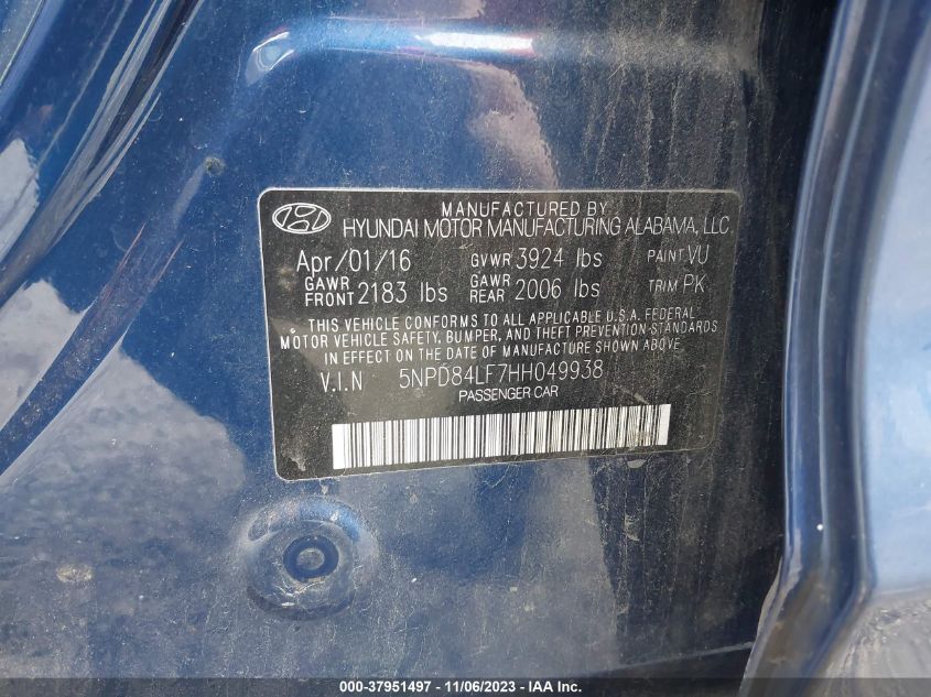 2017 HYUNDAI ELANTRA SE - 5NPD84LF7HH049938