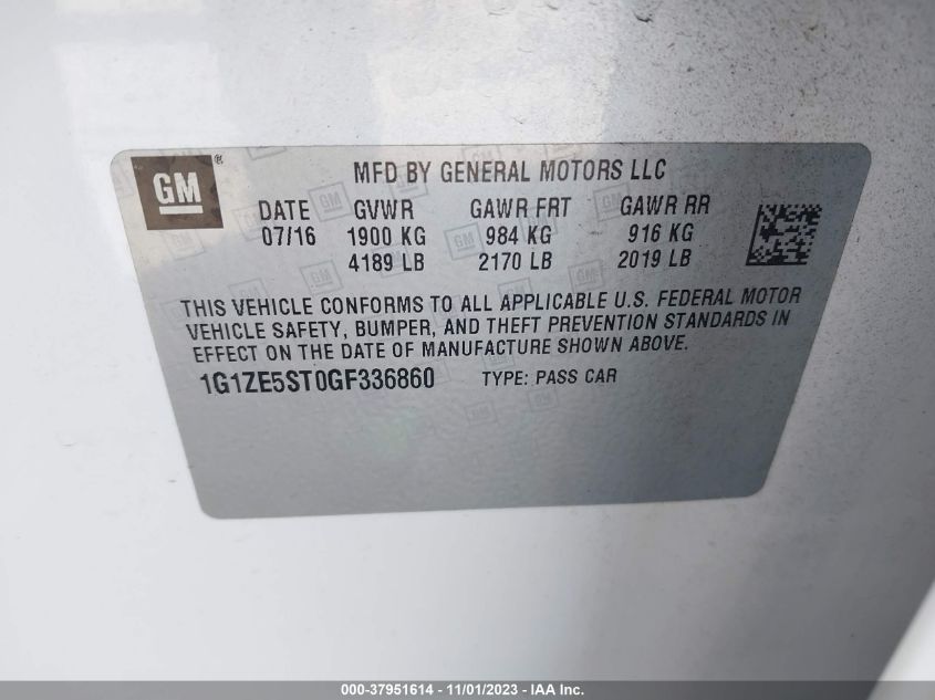2016 CHEVROLET MALIBU LT - 1G1ZE5ST0GF336860