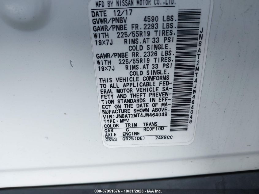 2018 NISSAN ROGUE SL - JN8AT2MT4JW464049