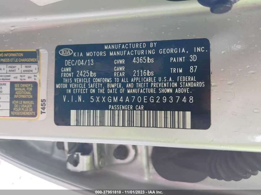 2014 KIA OPTIMA LX - 5XXGM4A70EG293748