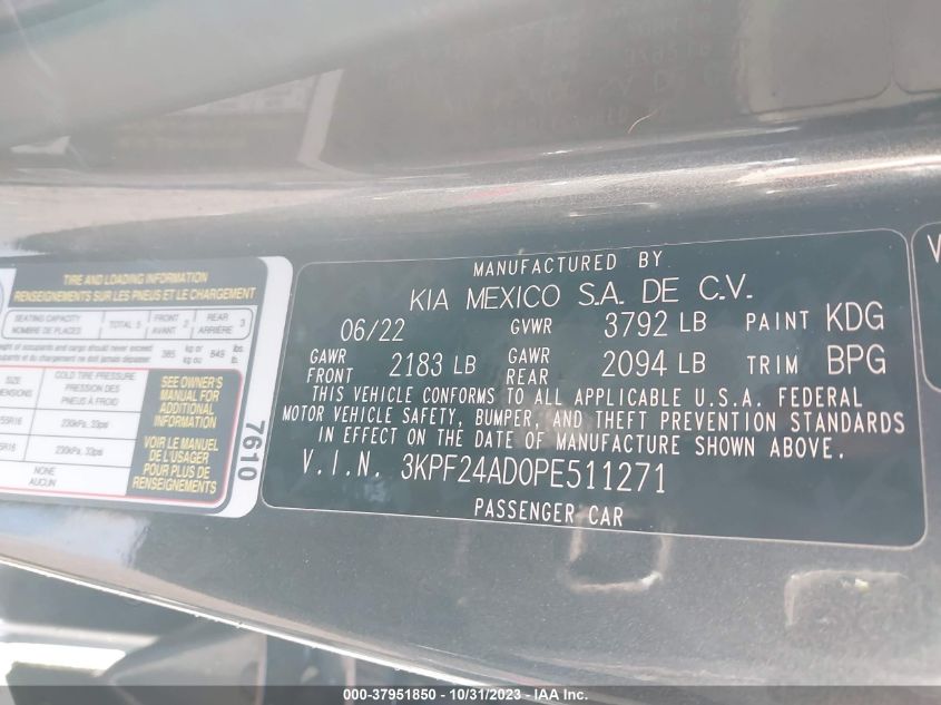 2023 KIA FORTE LX/LXS - 3KPS24AD0PE511271