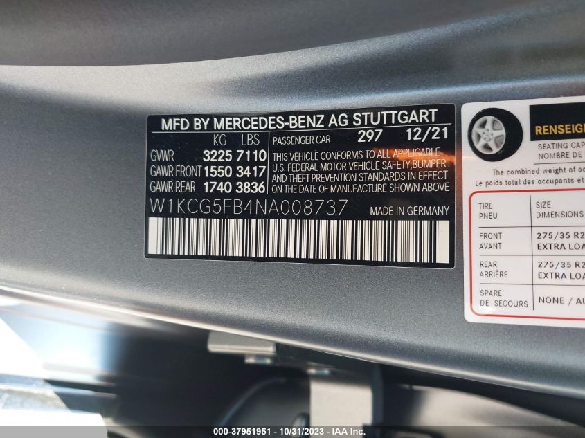 2022 MERCEDES-BENZ AMG EQS SEDAN 4MATIC - W1KCG5FB4NA008737