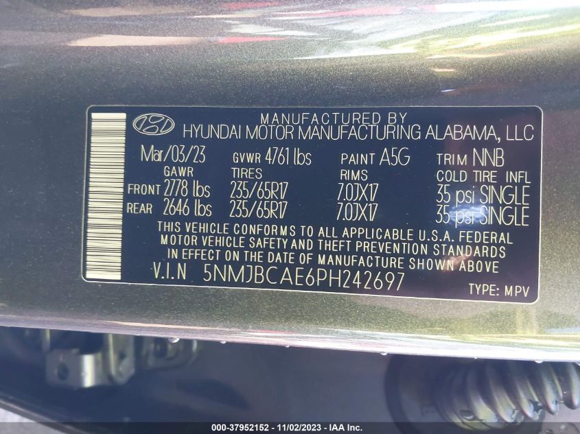 2023 HYUNDAI TUCSON SEL - 5NMJBCAE6PH242697