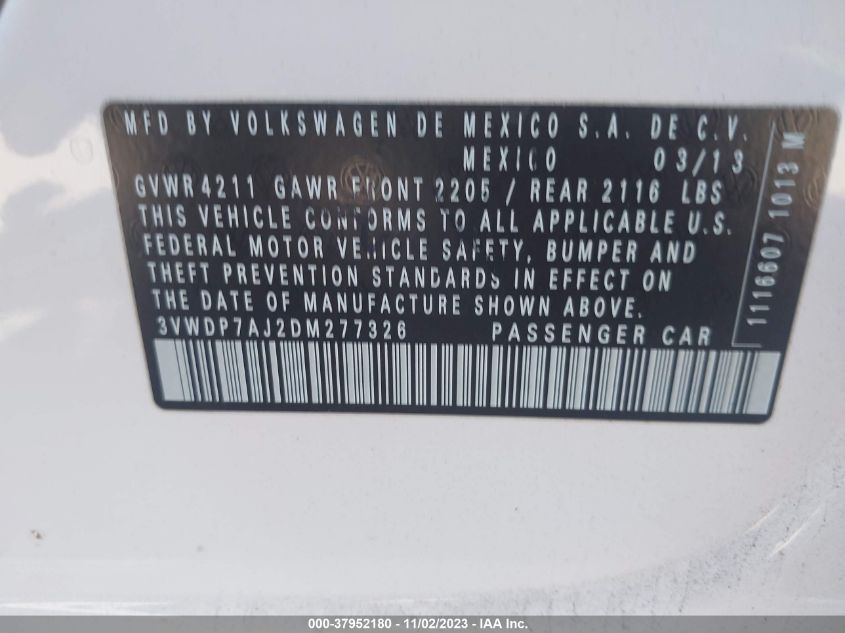 2013 VOLKSWAGEN JETTA SE - 3VWDP7AJ2DM277326