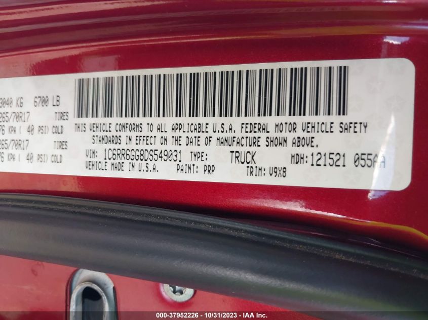 2013 RAM 1500 SLT - 1C6RR6GG8DS549031