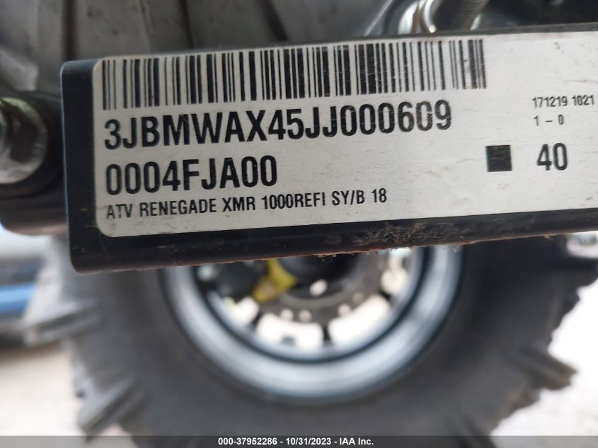 2018 CAN-AM RENEGADE X MR 1000R - 3JBMWAX45JJ000609