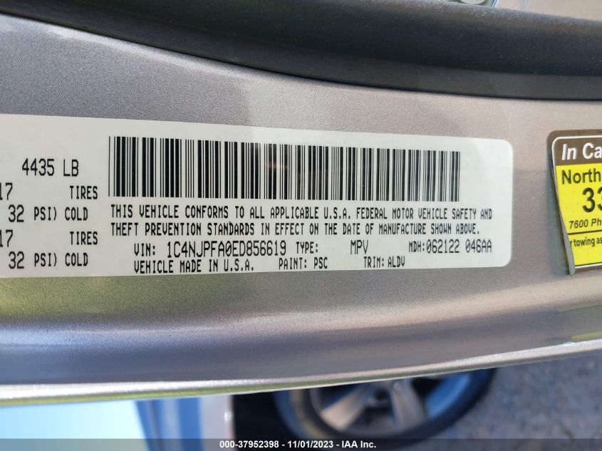 2014 JEEP PATRIOT LATITUDE - 1C4NJPFA0ED856619