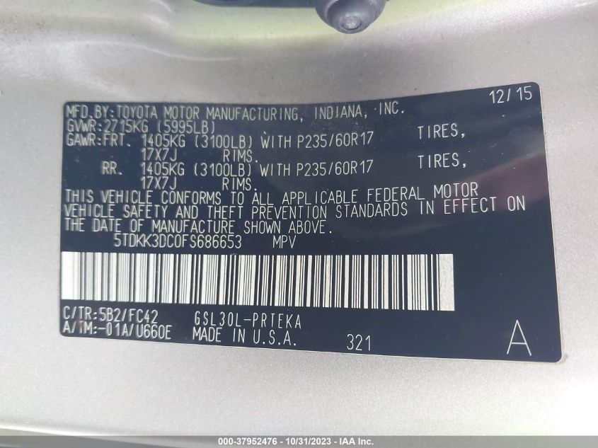 2015 TOYOTA SIENNA LE - 5TDKK3DC0FS686653