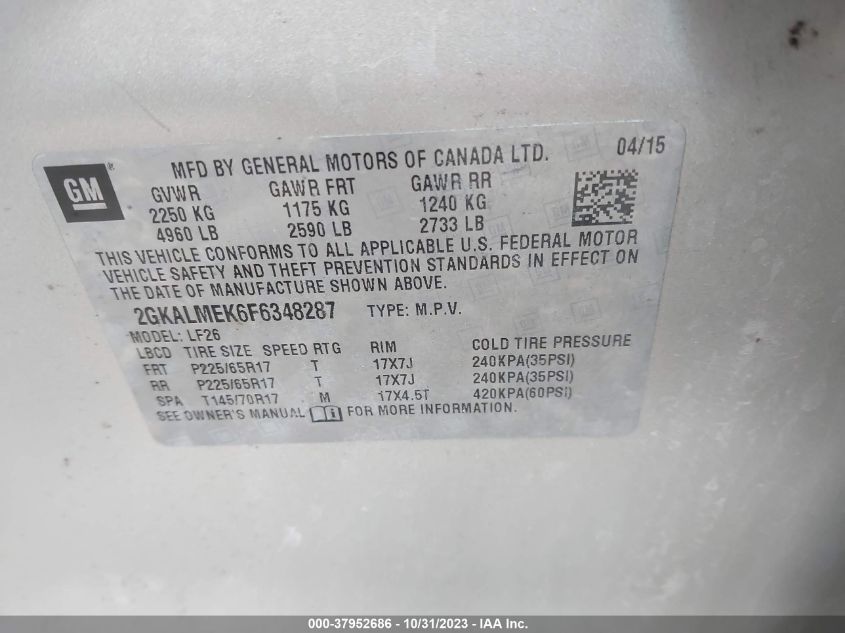 2015 GMC TERRAIN SLE - 2GKALMEK6F6348287