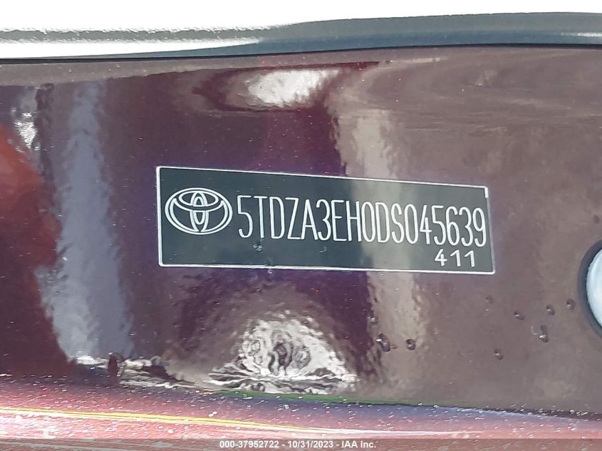 2013 TOYOTA HIGHLANDER - 5TDZA3EH0DS045639