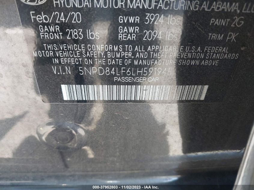 2020 HYUNDAI ELANTRA SEL - 5NPD84LF6LH591945