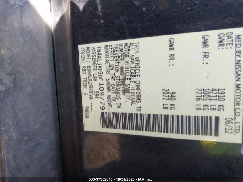 2013 NISSAN ALTIMA 2.5 S - 1N4AL3AP3DC109779