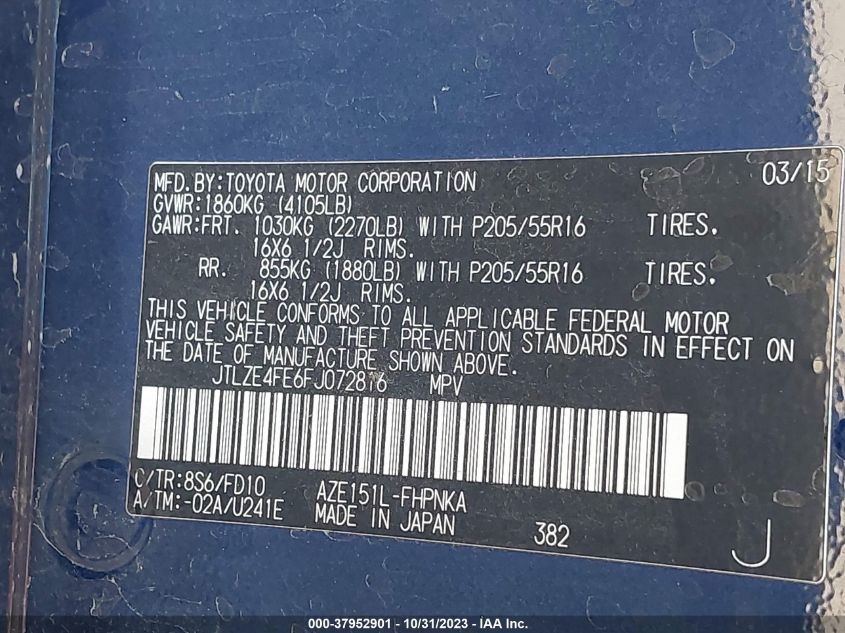 2015 TOYOTA SCION XB - JTLZE4FE6FJ072816