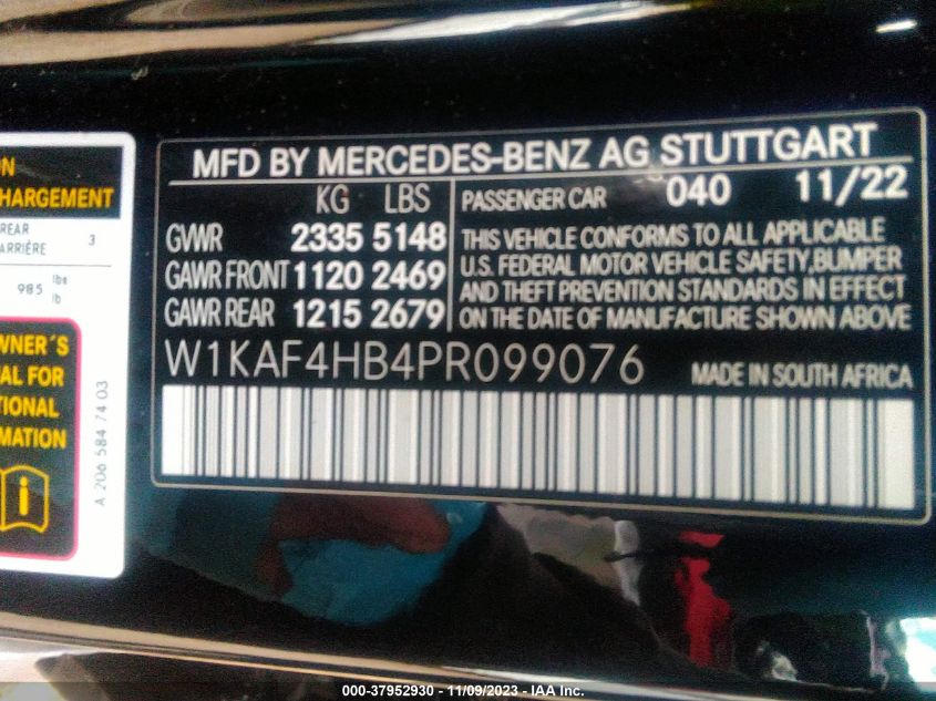 W1KAF4HB4PR099076 2023 MERCEDES-BENZ C-CLASS, photo no. 9