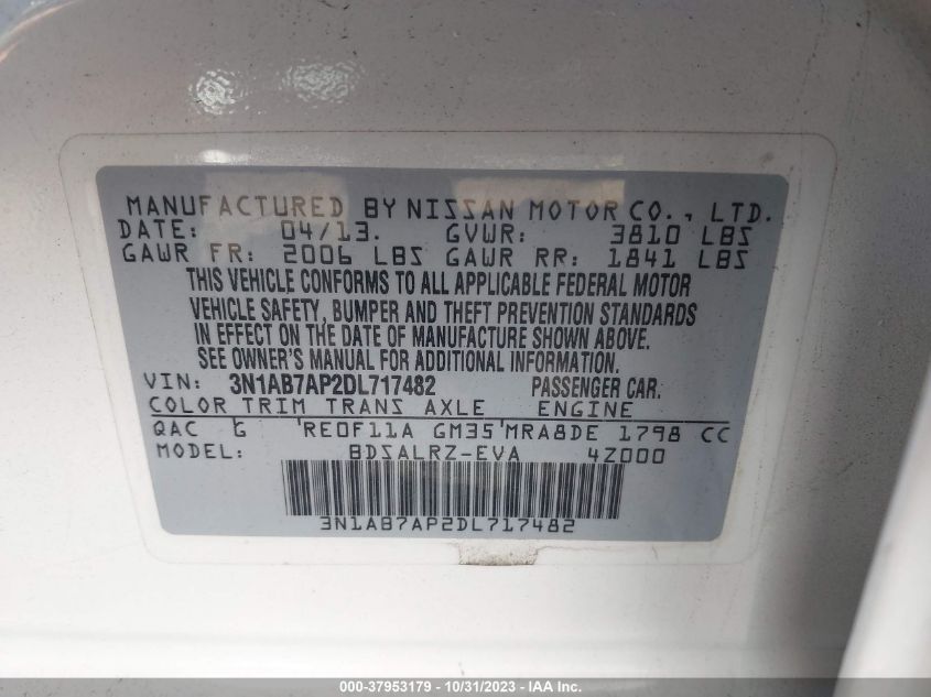 2013 NISSAN SENTRA S/SV/SR/SL - 3N1AB7AP2DL717482
