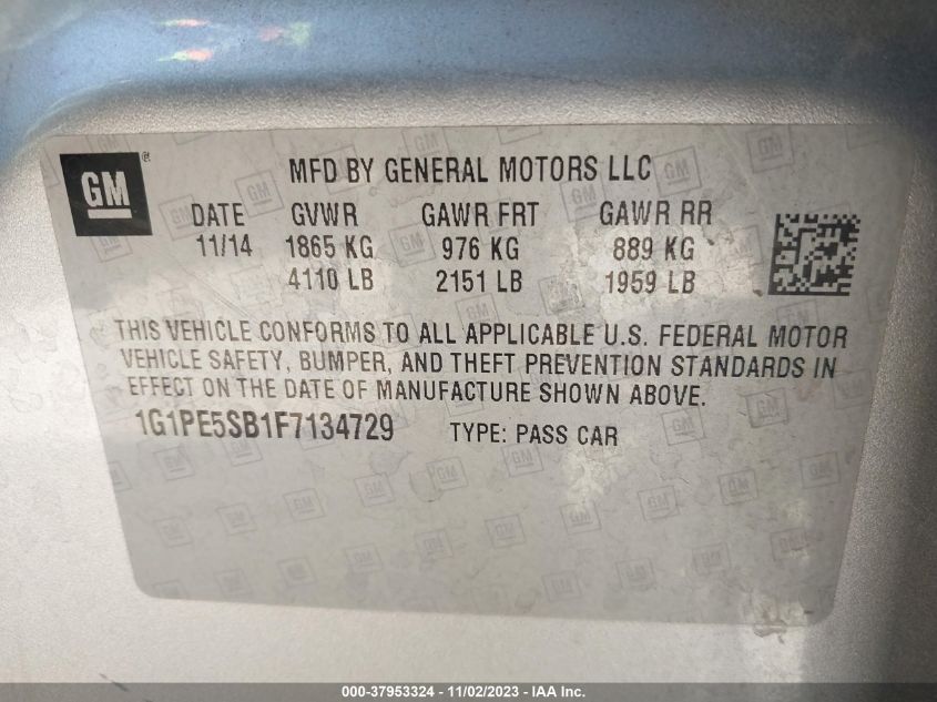 2015 CHEVROLET CRUZE 2LT AUTO - 1G1PE5SB1F7134729
