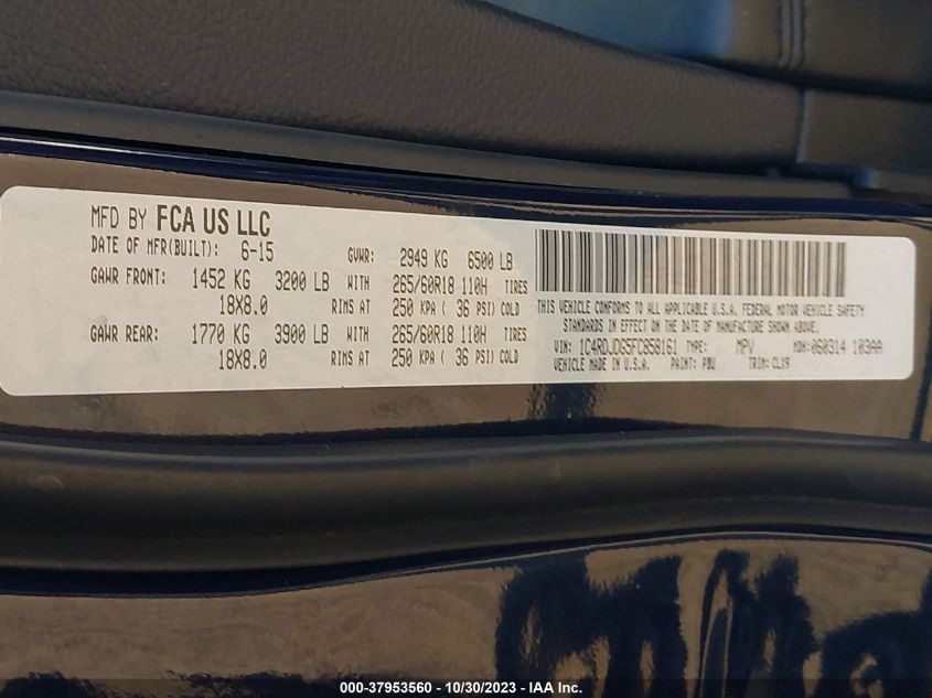 2015 DODGE DURANGO LIMITED - 1C4RDJDG5FC858161