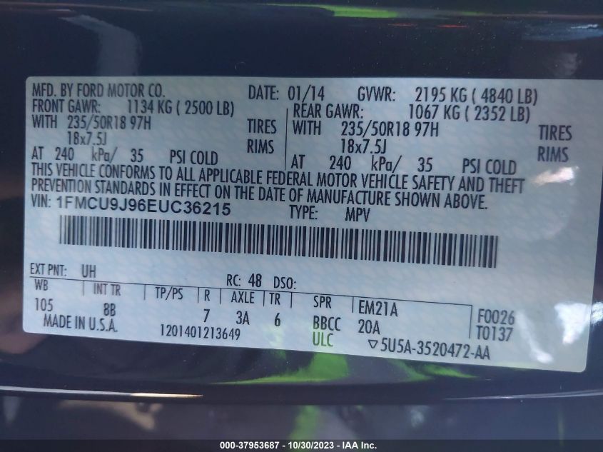 2014 FORD ESCAPE TITANIUM - 1FMCU9J96EUC36215