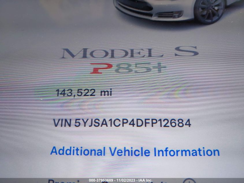 2013 TESLA MODEL S - 5YJSA1CP4DFP12684