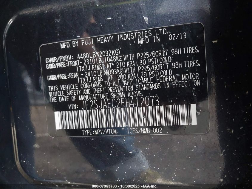 2014 SUBARU FORESTER 2.5I PREMIUM - JF2SJAEC2EH412073