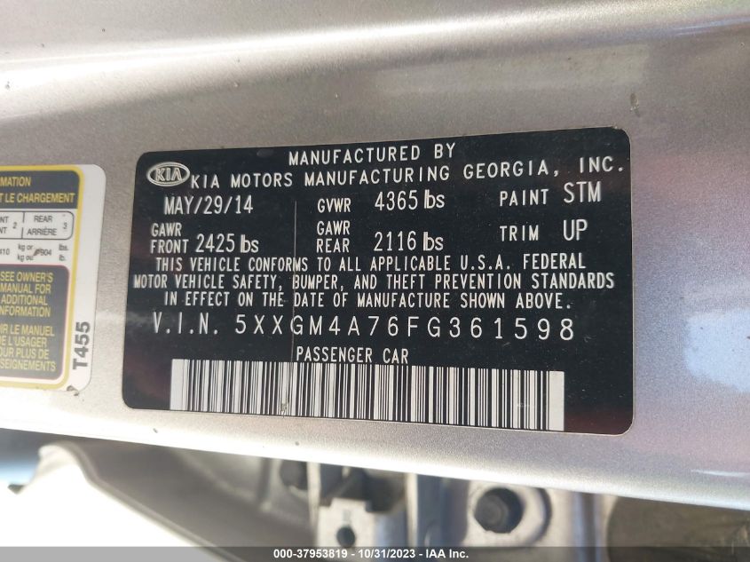 2015 KIA OPTIMA LX - 5XXGM4A76FG361598
