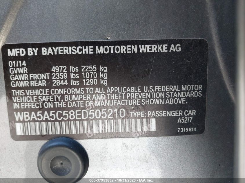2014 BMW 528I WBA5A5C58ED505210