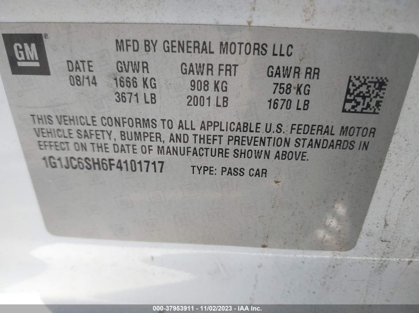 2015 CHEVROLET SONIC LT - 1G1JC6SH6F4101717